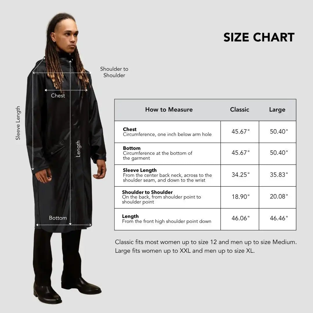 Hairbrella Satin-Lined, Waterproof, Men Long Rain Jacket
