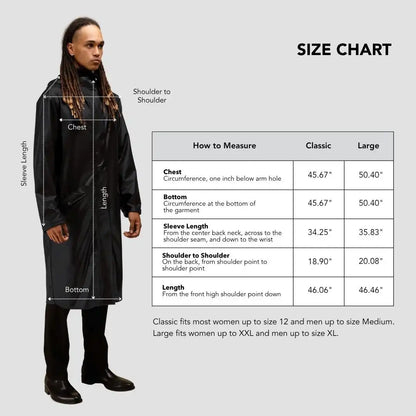 Hairbrella Satin-Lined, Waterproof, Men Long Rain Jacket