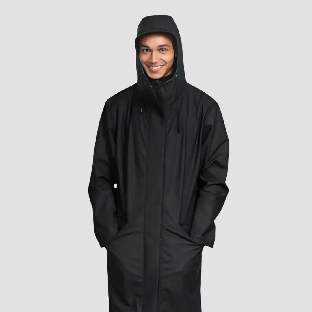 Hairbrella Satin-Lined, Waterproof, Men Long Rain Jacket