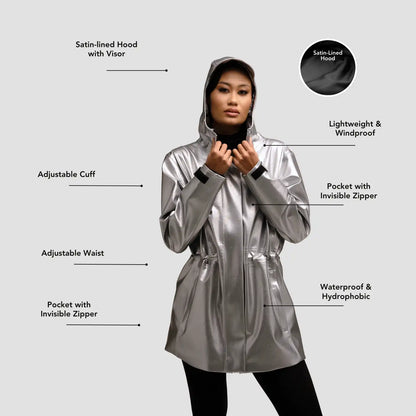 Hairbrella Satin-Lined, Waterproof Rain Jacket