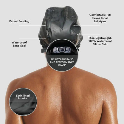 Hairbrella Satin-Lined Waterproof, Adjustable Swim Cap Men