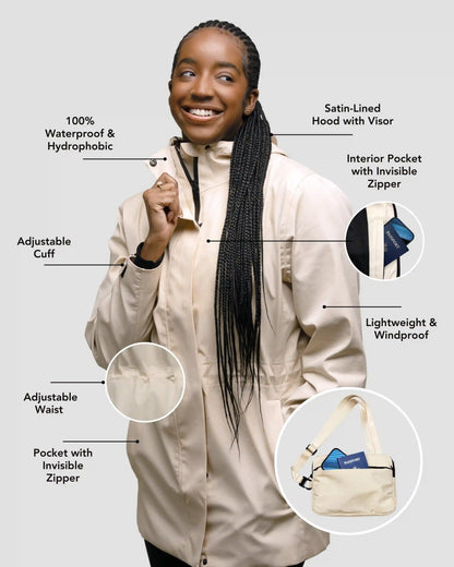 Satin-Lined Packable, Waterproof Lite Rain Jacket