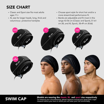 Hairbrella Satin-Lined Waterproof, Adjustable Swim Cap Men