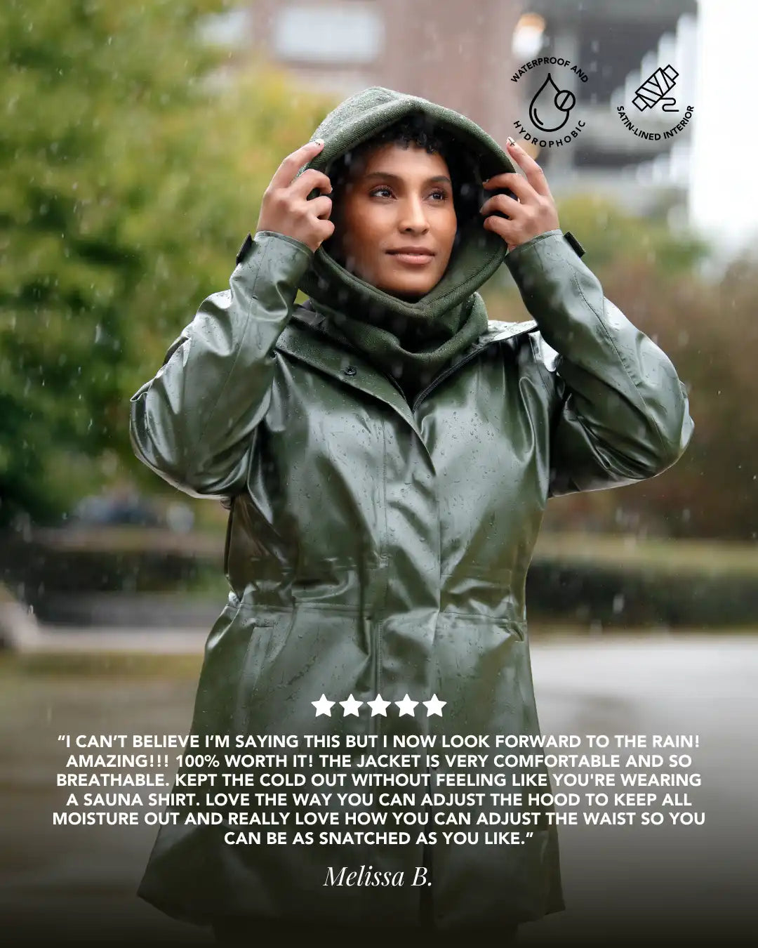Hairbrella Satin-Lined, Waterproof Rain Jacket