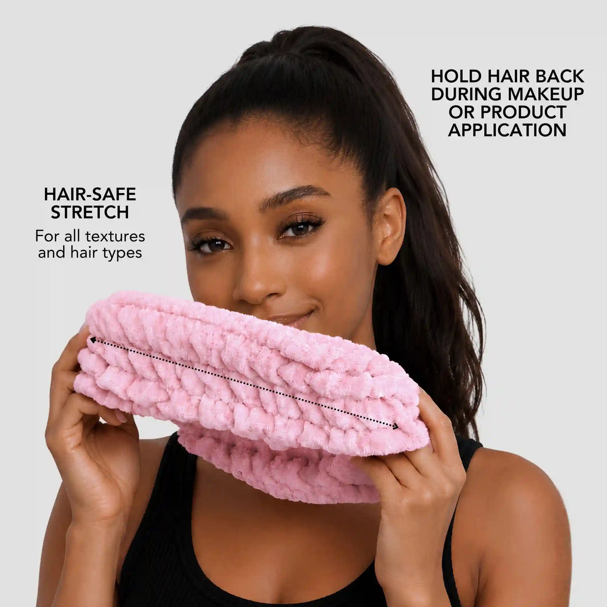 Hairbrella Blush Spa Set – Spa Headband & Satin Nap Cap