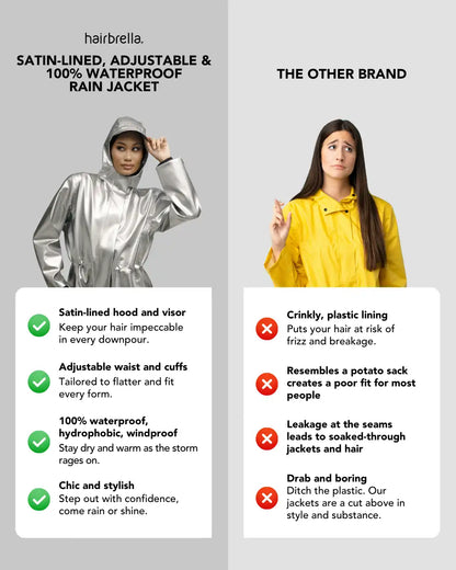 Hairbrella Satin-Lined, Waterproof Rain Jacket