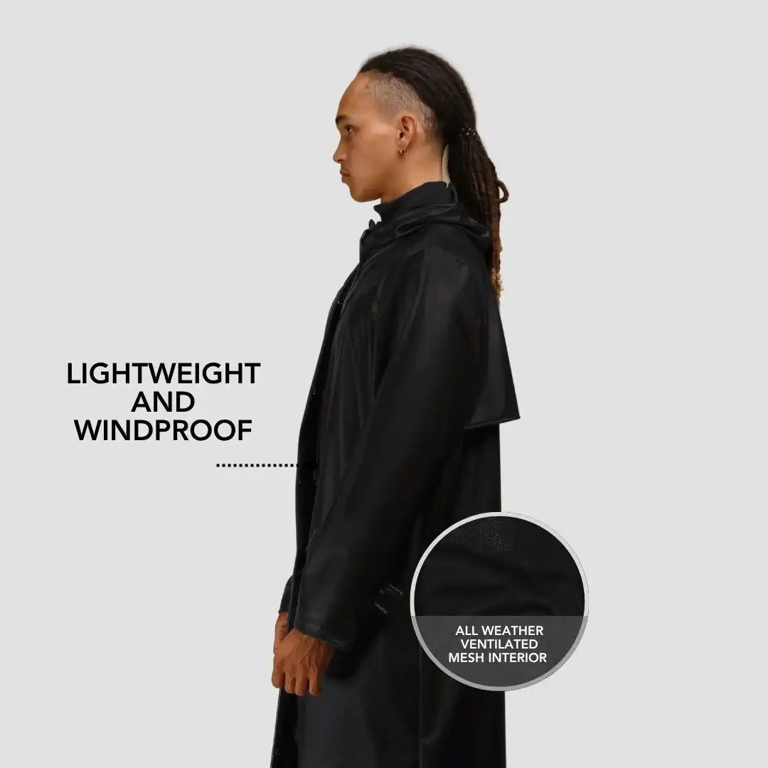 Hairbrella Satin-Lined, Waterproof, Men Long Rain Jacket