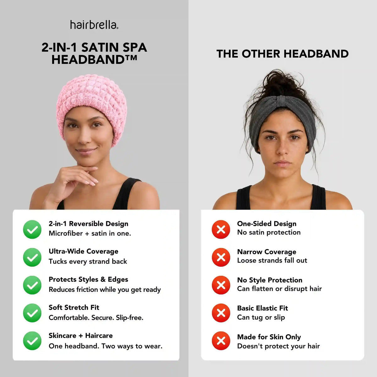 Hairbrella 2-in-1 Satin Spa Headband™