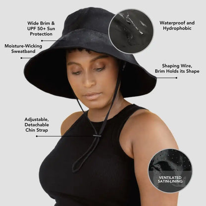 Hairbrella Waterproof, Satin-Lined, Wide Brim Sun Hat, Bundle (2)