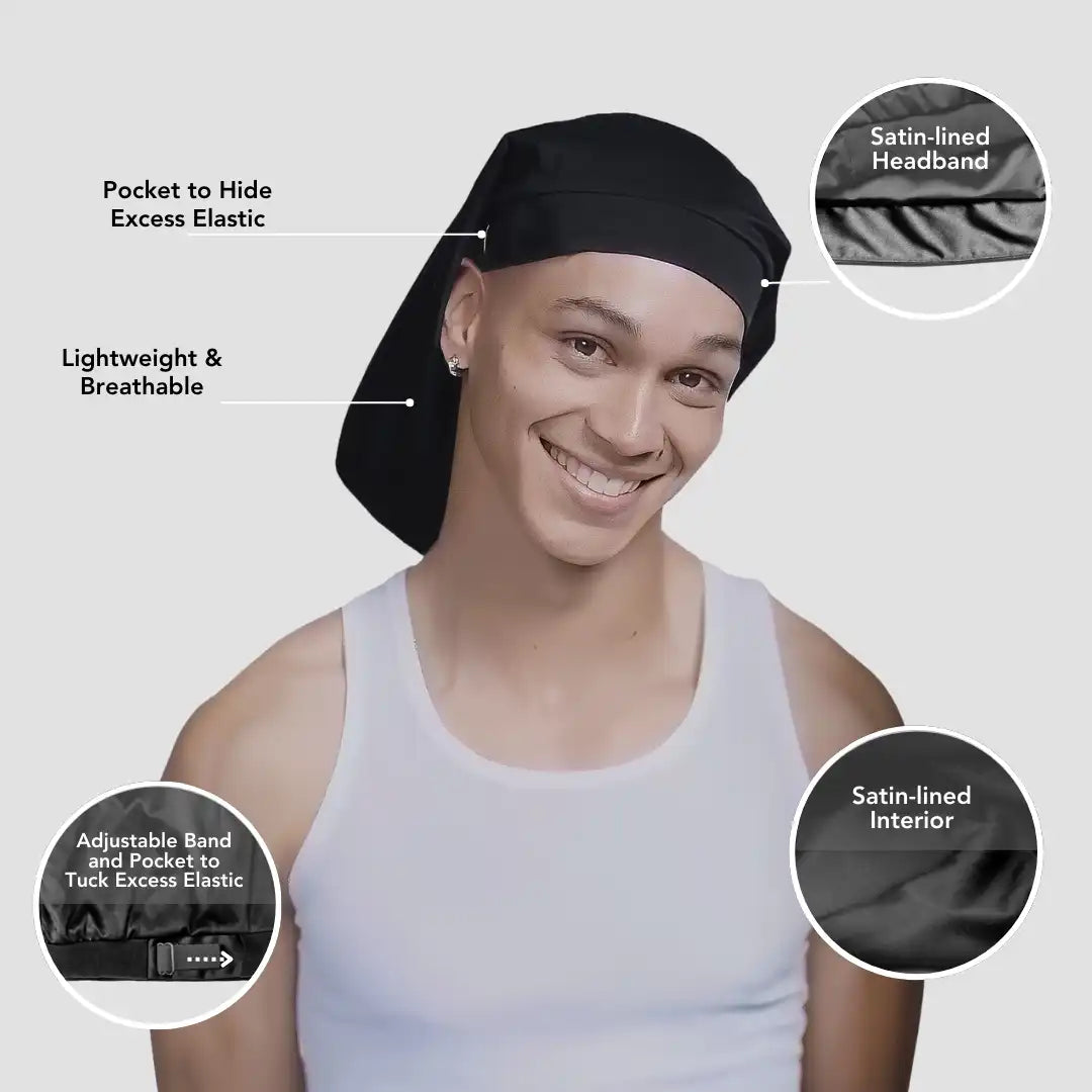 Hairbrella Satin-Lined, Men's Sleep Cap XL -  Bundle (2)