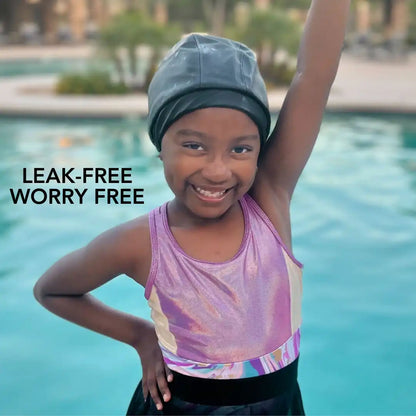 Hairbrella Satin-Lined Waterproof, Adjustable Kid's Swim Cap, Lime Bundle (2)