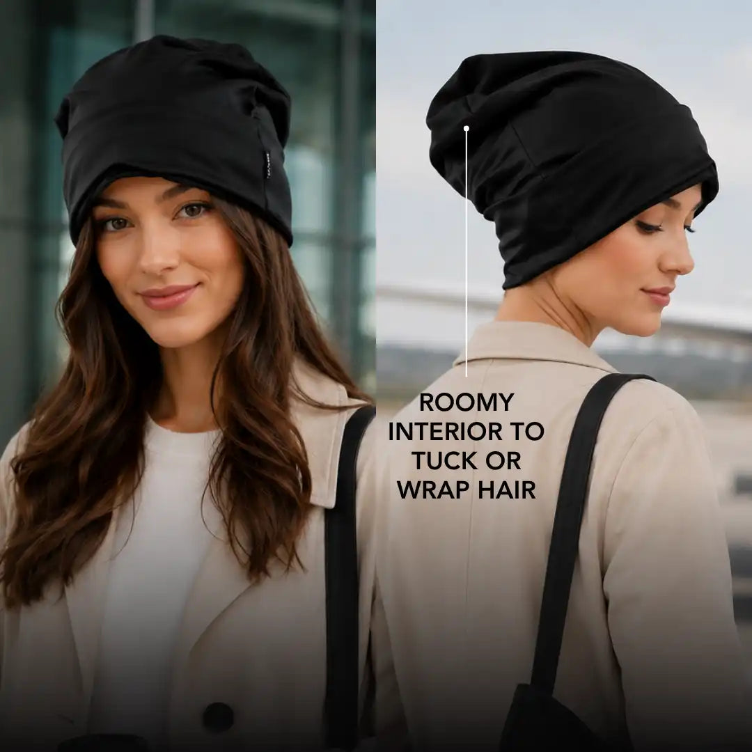 Nap Cap™ Travel — Modal Travel Beanie with Hidden Eye Mask & Satin Lining