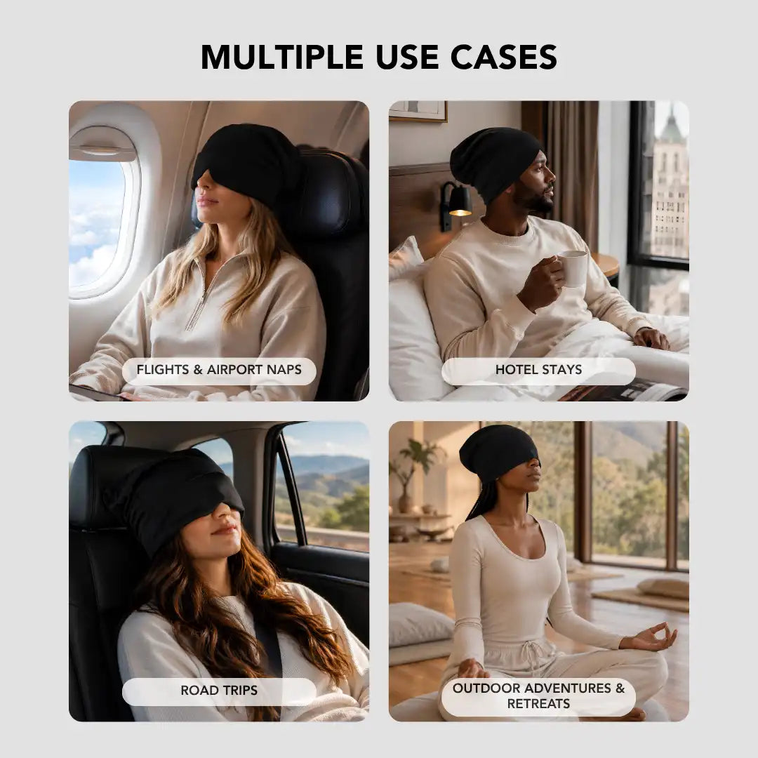 Nap Cap™ Travel — Modal Travel Beanie with Hidden Eye Mask & Satin Lining