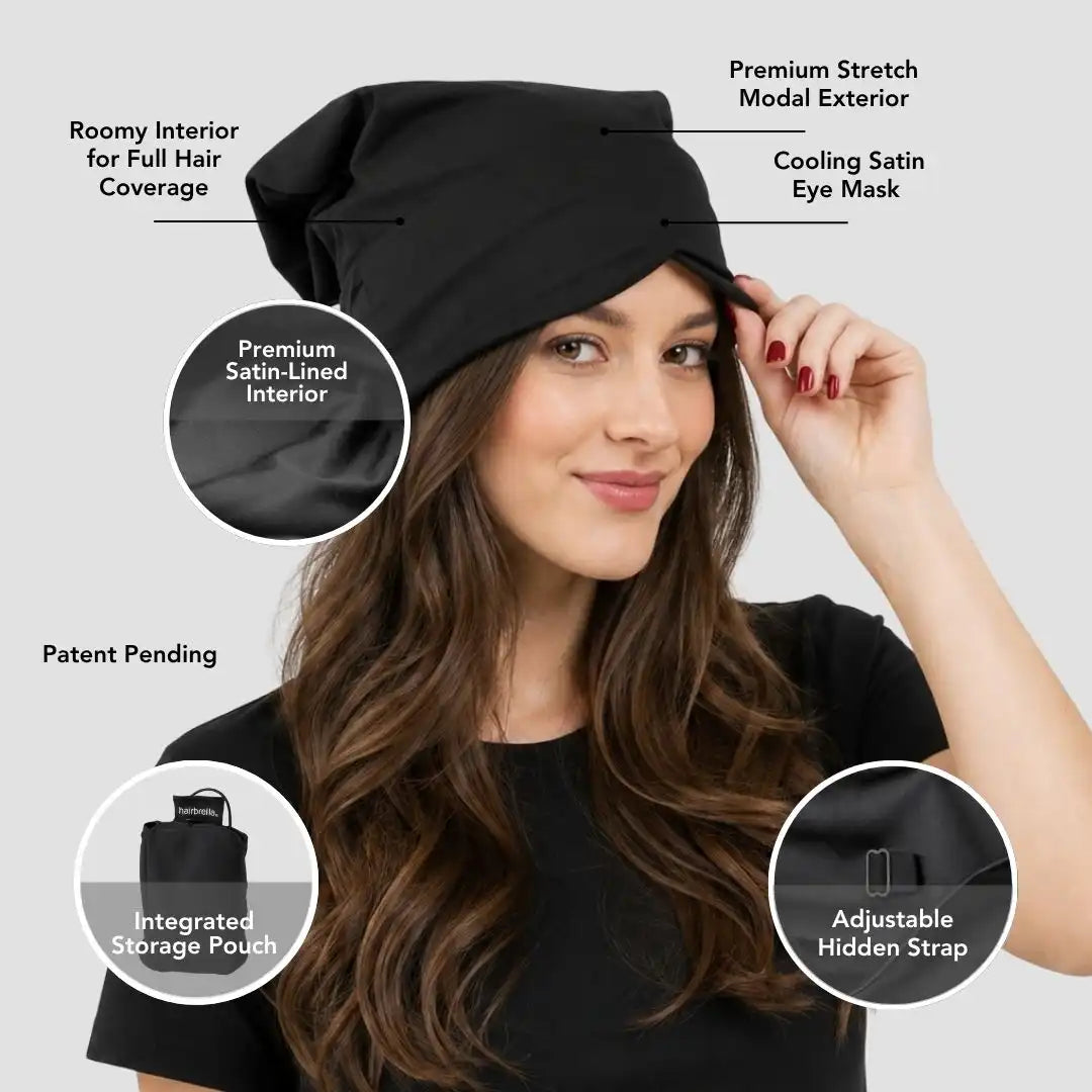 Nap Cap™ Travel — Modal Travel Beanie with Hidden Eye Mask & Satin Lining