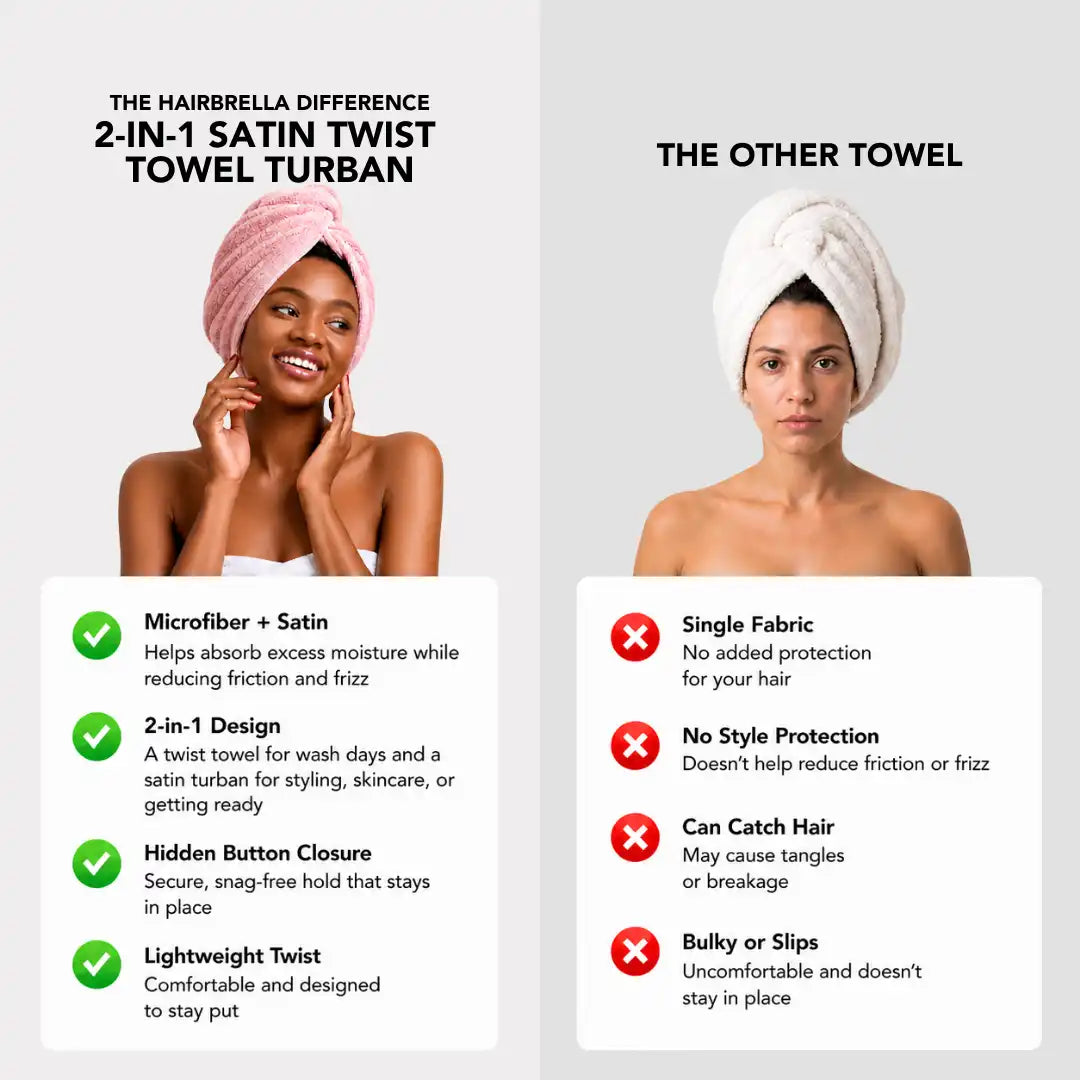 Hairbrella 2-in-1 Satin Twist Towel Turban