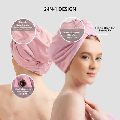 Hairbrella 2-in-1 Satin Twist Towel Turban